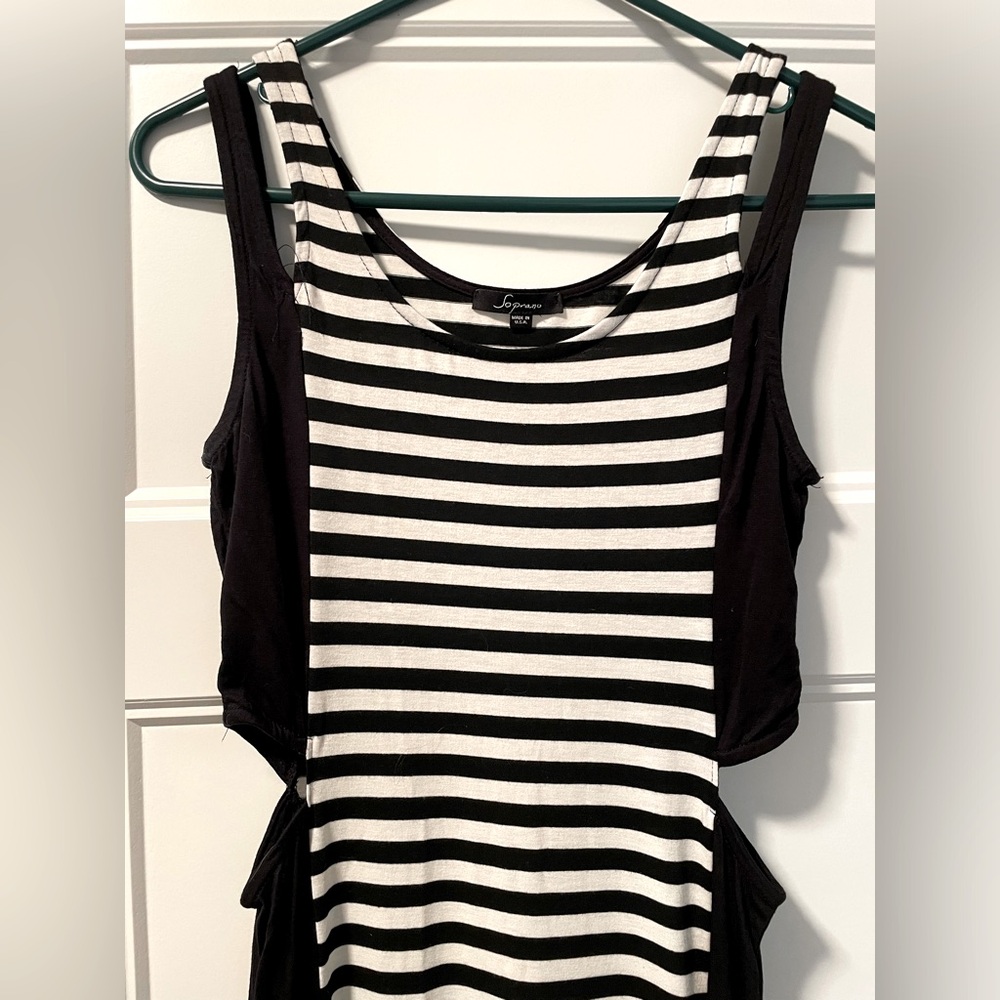Black and white striped dress with cutouts